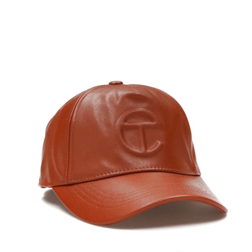 Telfar tan embossed logo hat